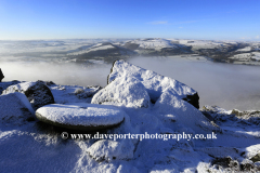 Winter snow view over Curbar Edge