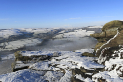 Winter snow view over Curbar Edge