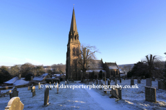 Winter snow, St Peters church, Edensor village