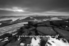 Winter snow over Ladybower reservoir