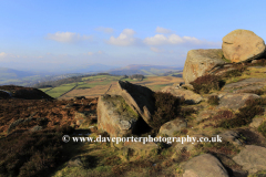 View of Gritstone rocks on Hathersage Moor