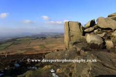 View of Gritstone rocks on Hathersage Moor