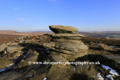 View of Gritstone rocks on Hathersage Moor