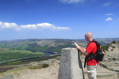 OS Trig Point on Win Hill, Ladybower reservoir