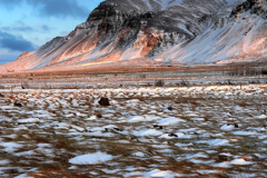 Winter sunrise over the Esja Mountain range