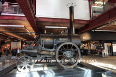 Stephenson's Rocket steam engine at the Science and Industry Museum, Liverpool Road Castlefield, Manchester City, Lancashire, England, UK