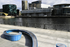 View over the Media City, Salford Quays, Manchester, Lancashire, England, UK