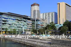 View over the Media City, Salford Quays, Manchester, Lancashire, England, UK