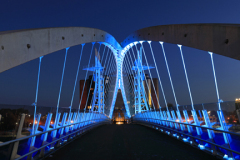 The Millennium Bridge, Media City, Salford Quays, Manchester, Lancashire, England, UK