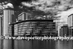 View over the Media City, Salford Quays, Manchester, Lancashire, England, UK