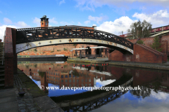 The Grocers Warehouse Ruins and Bridgewater Canal, Castlefield, Manchester, Lancashire, England, UK