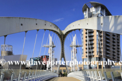 The Millennium Bridge, Media City, Salford Quays, Manchester, Lancashire, England, UK