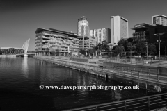 View over the Media City, Salford Quays, Manchester, Lancashire, England, UK