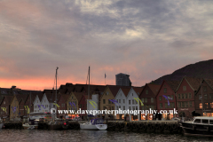 Sunset over the Vagen and Bryggen, Bergen