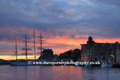 Sunset over the Statsraad Lehmkuhl Tall Ship,,Bergen