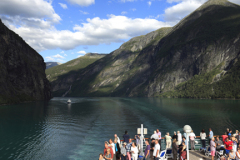 Cruise ships in Geirangerfjord, Geiranger town