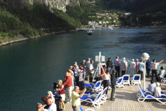 Cruise ships in Geirangerfjord, Geiranger town