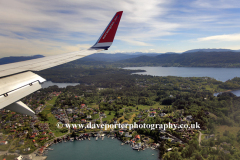 Norwegian Air airplane over Fjords near Bergen