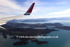 Norwegian Air airplane over Fjords near Bergen