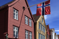 Wooden Hanseatic buildings at the Bryggen, Bergen