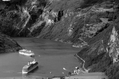 Cruise ships in Geirangerfjord, Geiranger town