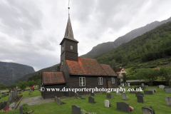 Flam church dating from 1670, Flam village