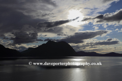 Dramatic sunset over Geirangerfjord