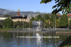 The Cube Sculpture by the lake in City Park, Bergen