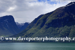 Reflections of mountains in Sognefjorden Fjord