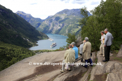 Tourists on Dalsnibba mountain, Geirangerfjord