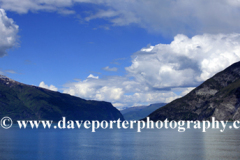 Reflections of mountains in Aurlandsfjorden Fjord