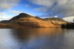 Slioch mountain reflected in Loch Maree