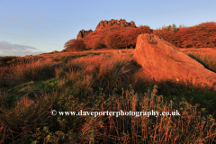 Sunset, Hen Cloud rock, the Roaches Rocks