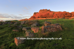 Sunset, Hen Cloud rock, the Roaches Rocks