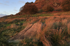 Sunset over Hen Cloud rock, the Roaches Rocks