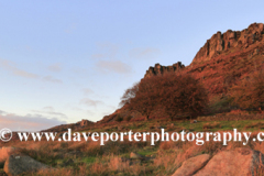 Sunset over Hen Cloud rock, the Roaches Rocks,