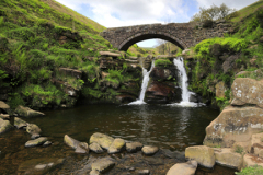 River Dane waterfalls at Three Shires Head, the meeting point of three counties