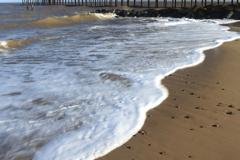 The seashore at Southwold Pier