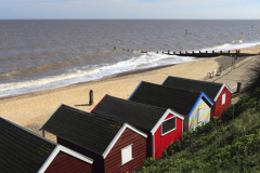 Colourful wooden Beach huts, Southwold town