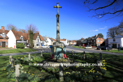 The  War memorial and Cottages, Cavendish village