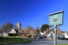 Cottages, church of St Mary, Cavendish village