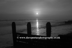 Sunset over Worthing Beach, Worthing town