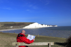 Walker at the Seven Sisters Cliffs, Seaford Head