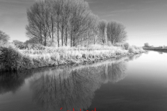 Winter scene, river Welland, Peakirk village