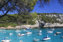 Boats in the bay at Cala Xarraca, Ibiza