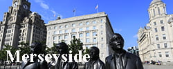 The Beatles statues, George's Parade, Pier Head, Liverpool, Merseyside, 